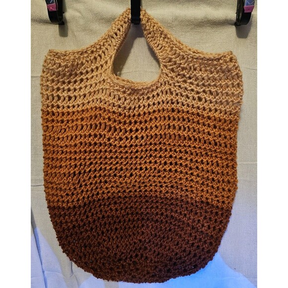 Handmade Market Bag Tote Colorful Crochet Semi Open Yarn Beach  Bohemian NEW - Picture 4 of 4